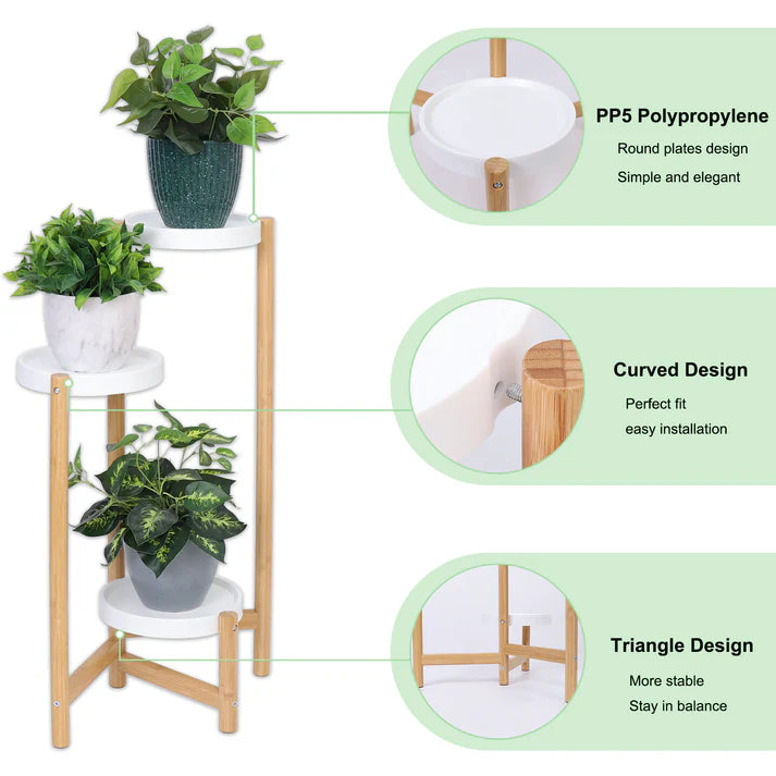 Bamboo 4 Tiers Cute Plants Stand Holder