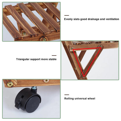 6 Tiered Carbonised Triangle Corner Plant Rack Wooden Plant Stand, Flower Pots Holder - Elevate Garden Space