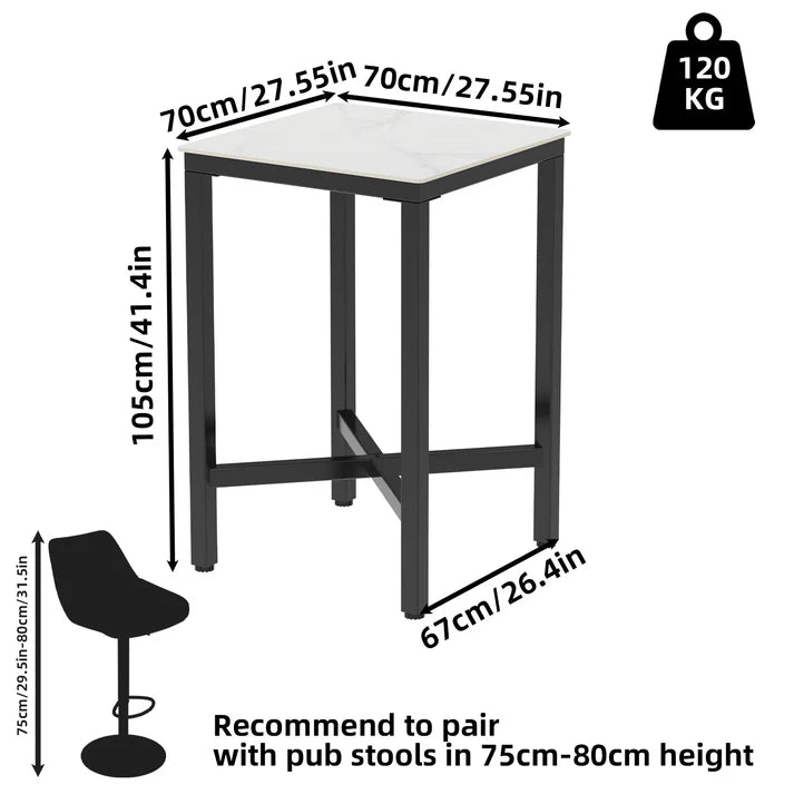 Square Pub Table Kitchen Breakfast Bar Table