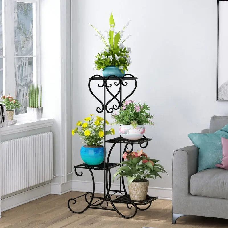 4-Tier Metal Plant Stand – Indoor/Outdoor Flower Display Rack for Balcony and Living Room