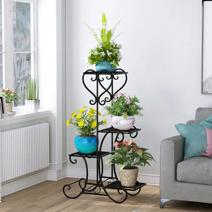 4-Tier Metal Plant Stand – Indoor/Outdoor Flower Display Rack for Balcony and Living Room
