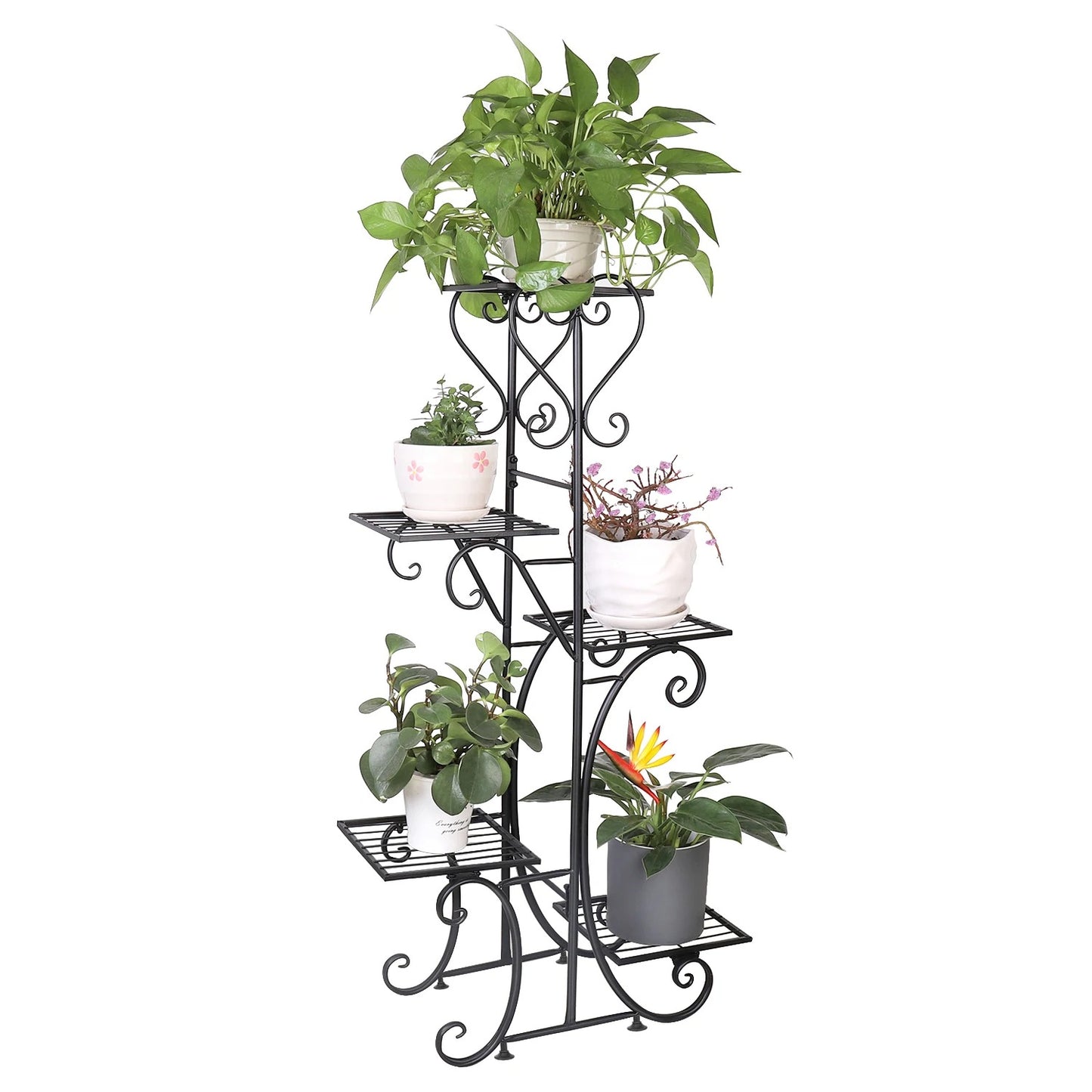 5 Tiered Tall Metal Plant Stand, Indoor Iron Planter Shelf Rack Garden, Metal Flower Pots Display Holder