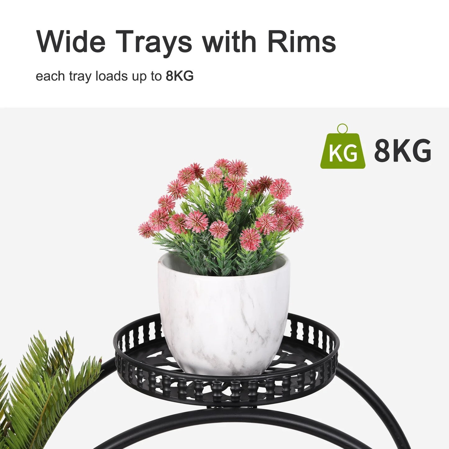 4-Layer Metal Rolling Plant Stand – 6-Pot Flower Holder with Wheels for Balcony, Patio, or Indoor Spaces