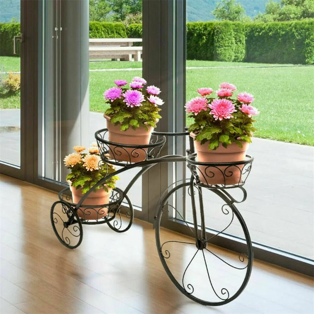 3-Tier Iron Bicycle Plant Stand, Indoor outdoor metal plant stand.