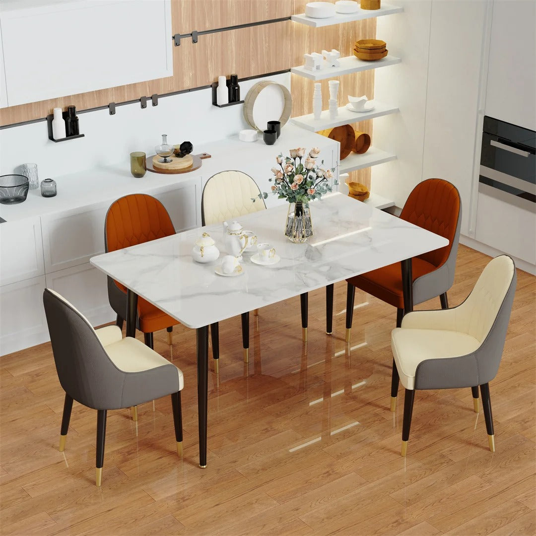 1.2m Modern Dining Table for 4-6 People with Metal Legs Ideal for Kitchen Living Room Restaurant Cafe Shop Furniture