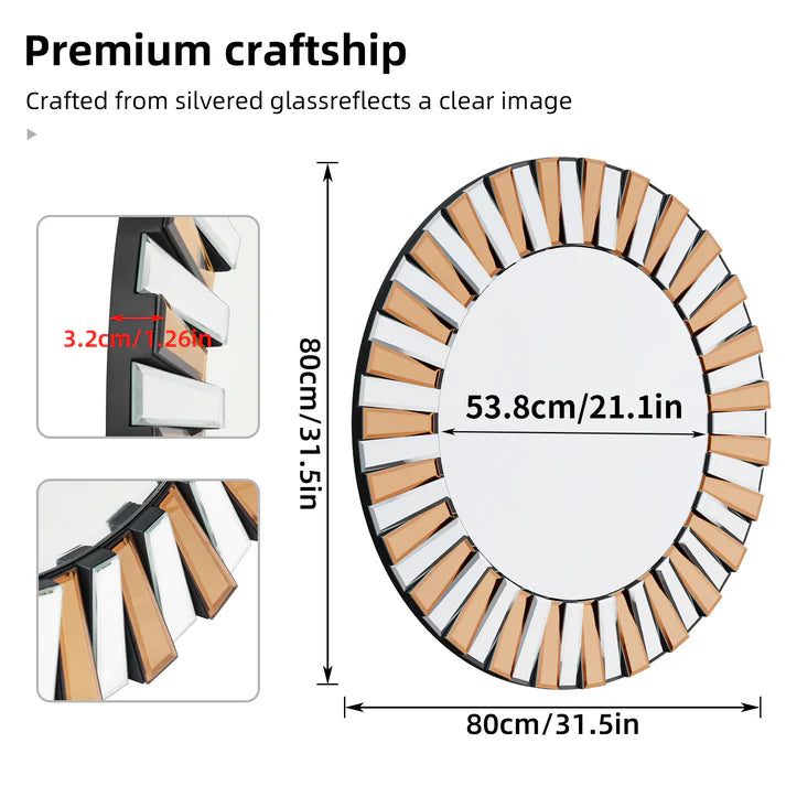 Glass Beveled Edge Sunburst Wall Mirror