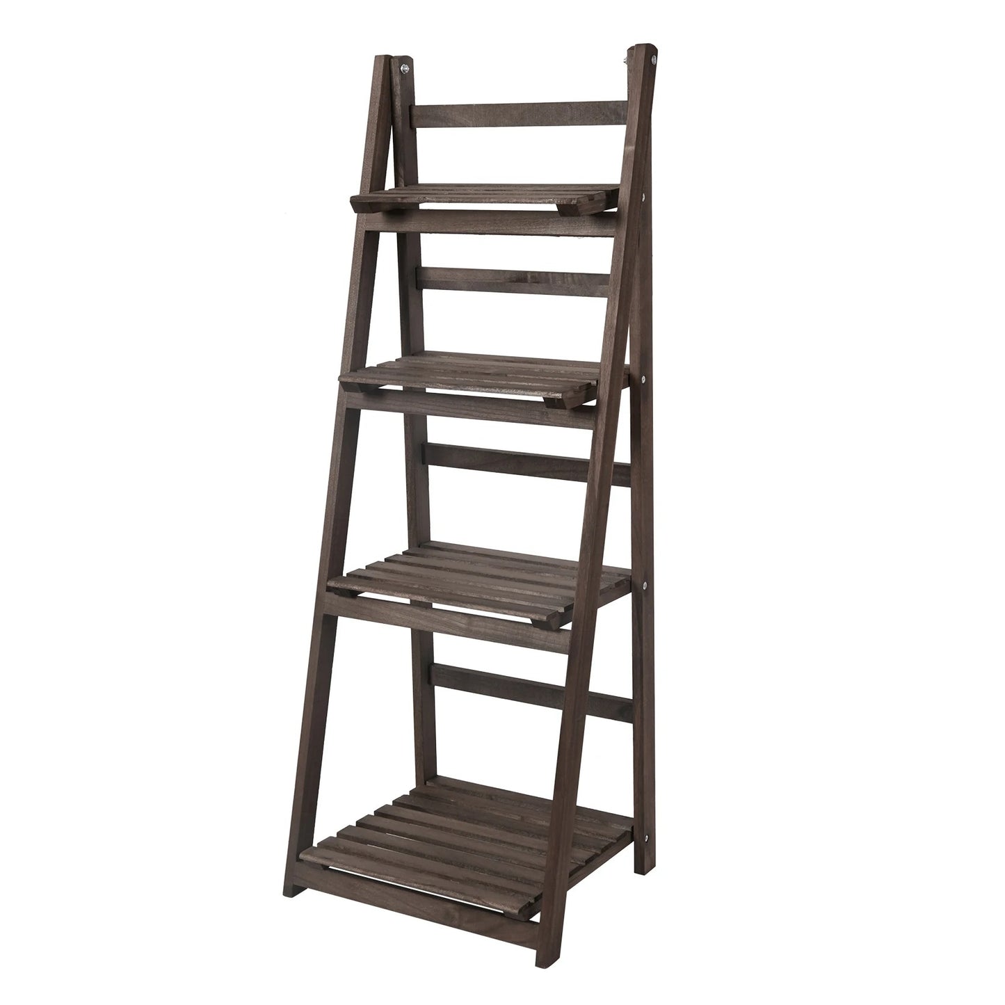 Foldable Wooden Ladder Shelf Plant Stand