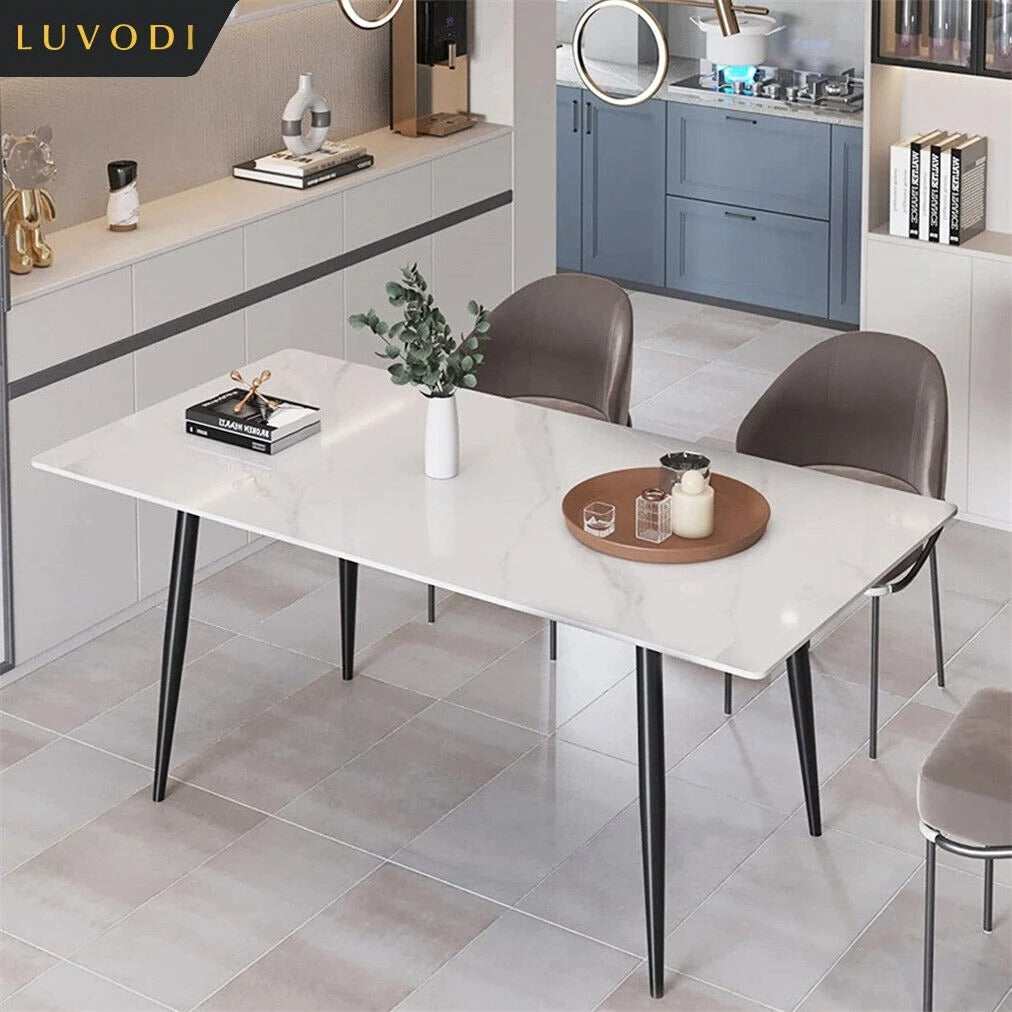 1.2m Modern Dining Table for 4-6 People with Metal Legs Ideal for Kitchen Living Room Restaurant Cafe Shop Furniture