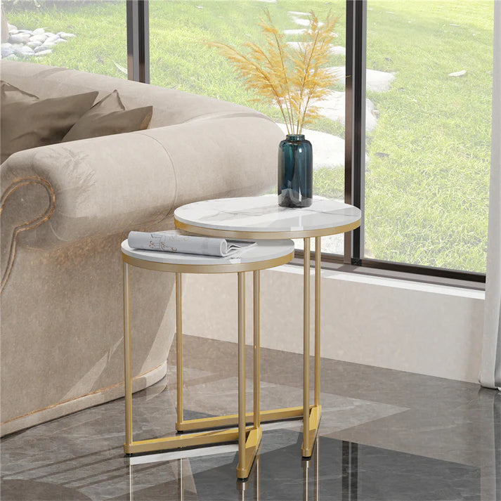 2PCS Nesting Sintered Stone Side Table Set