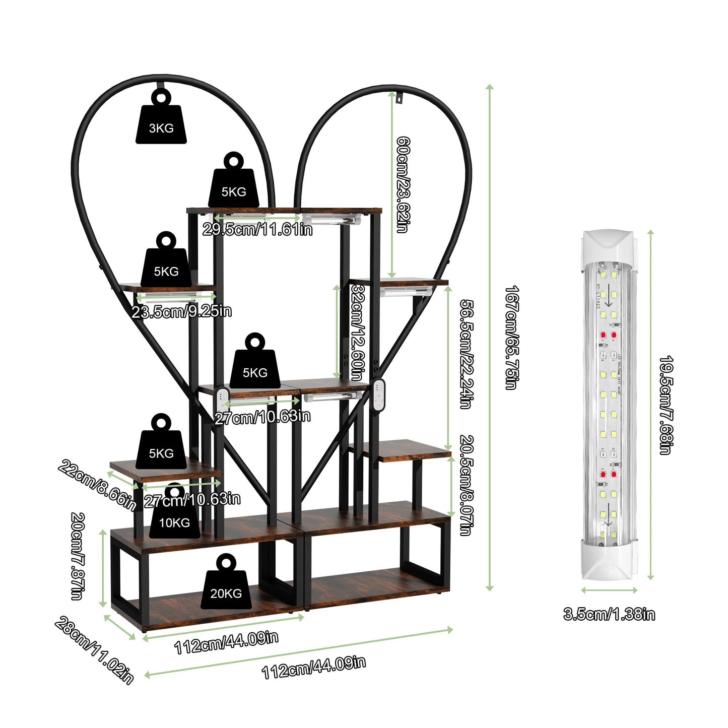6-Tier Half-Heart Metal Ladder Plant Stand – Decorative Black & Brown Shelf Rack for Multiple Indoor Plants