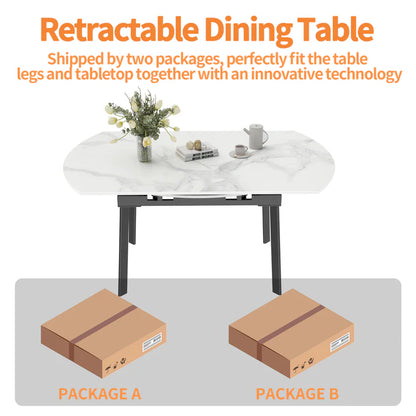 Round Extendable Dining Table 103CM-130CM (31.5'' to 51.2’')