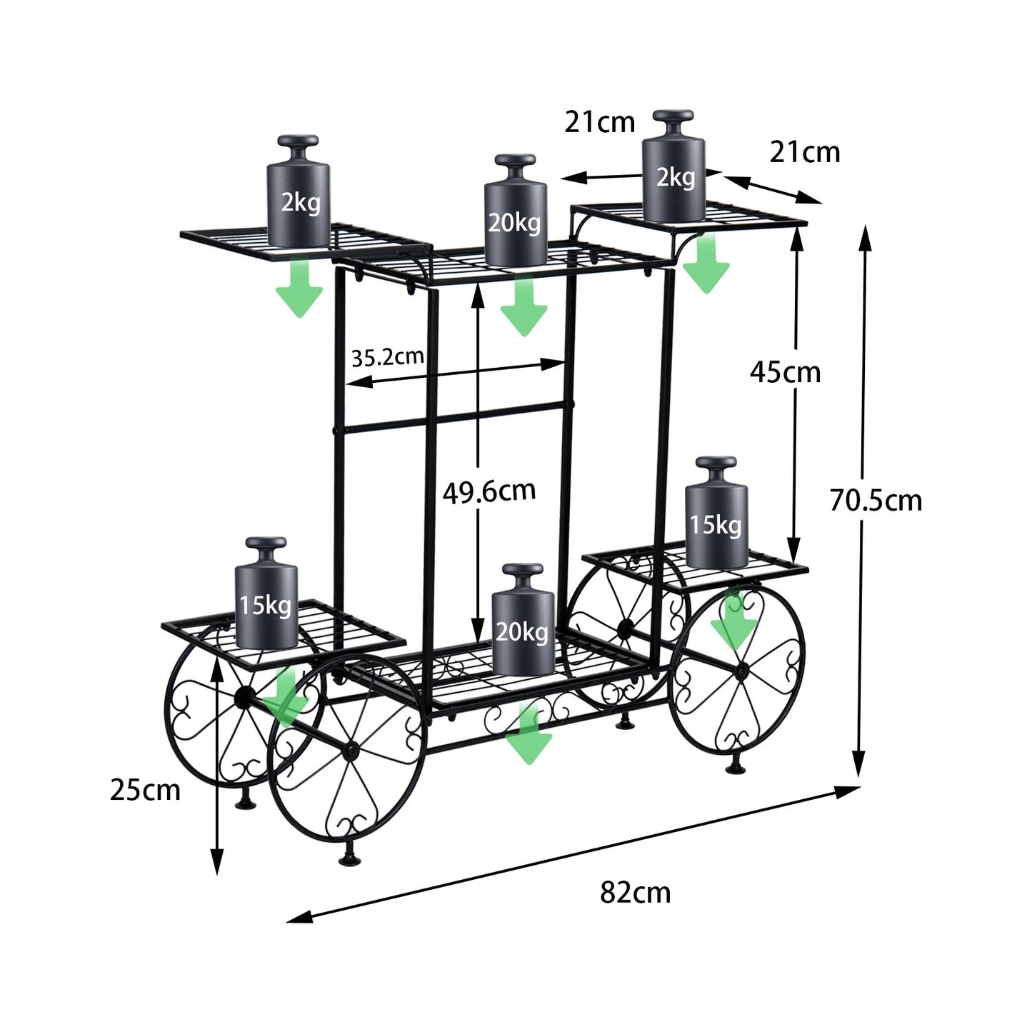 6-Tier Wrought Iron Plant Stand – Indoor/Outdoor Garden Cart Display Shelf for Home Décor