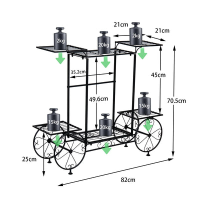 6-Tier Wrought Iron Plant Stand – Indoor/Outdoor Garden Cart Display Shelf for Home Décor