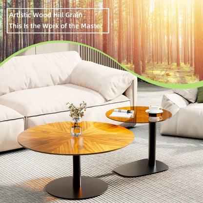 2PCS Round Living Room Side Table Set