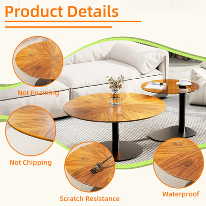 2PCS Round Living Room Side Table Set