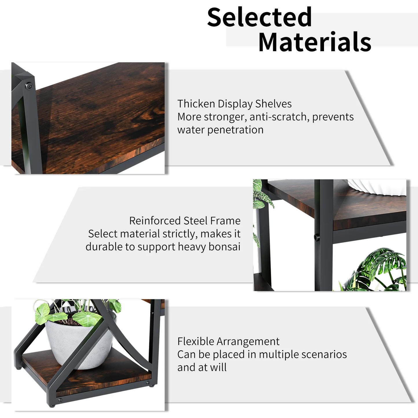 5-Tier Half-Moon Bookshelf & Plant Stand – Industrial-Style Curved Oval Rack for Home and Garden