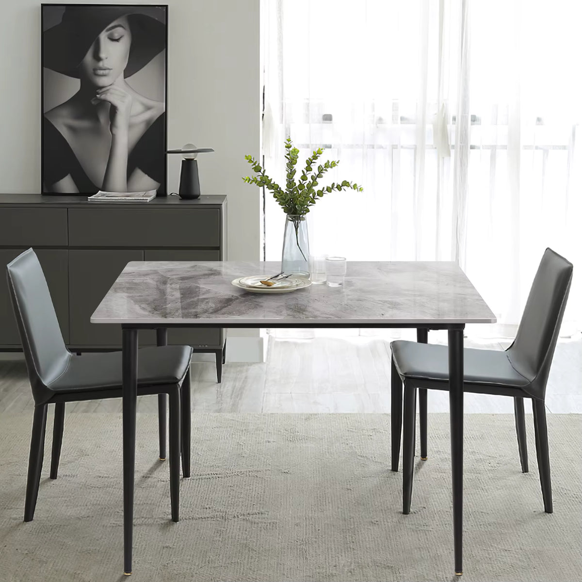 80cm Square Dining Table, Modern Kitchen Table with Metal Legs, Coffee Table for Living Room Restaurant