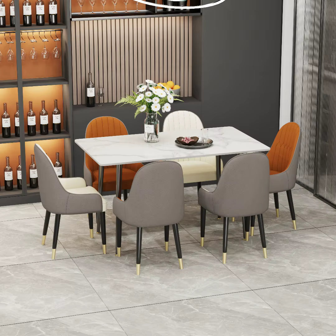 1.2m Modern Dining Table for 4-6 People with Metal Legs Ideal for Kitchen Living Room Restaurant Cafe Shop Furniture