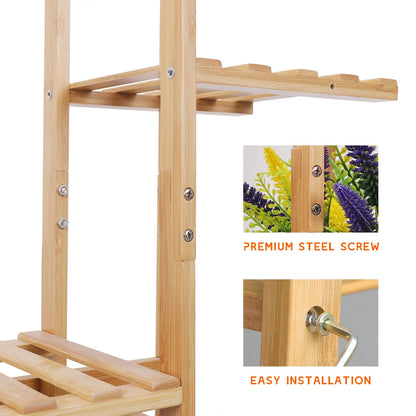 5 / 6 Tier Tall Bamboo Corner Plant Stand – Indoor & Outdoor Flower Display Rack