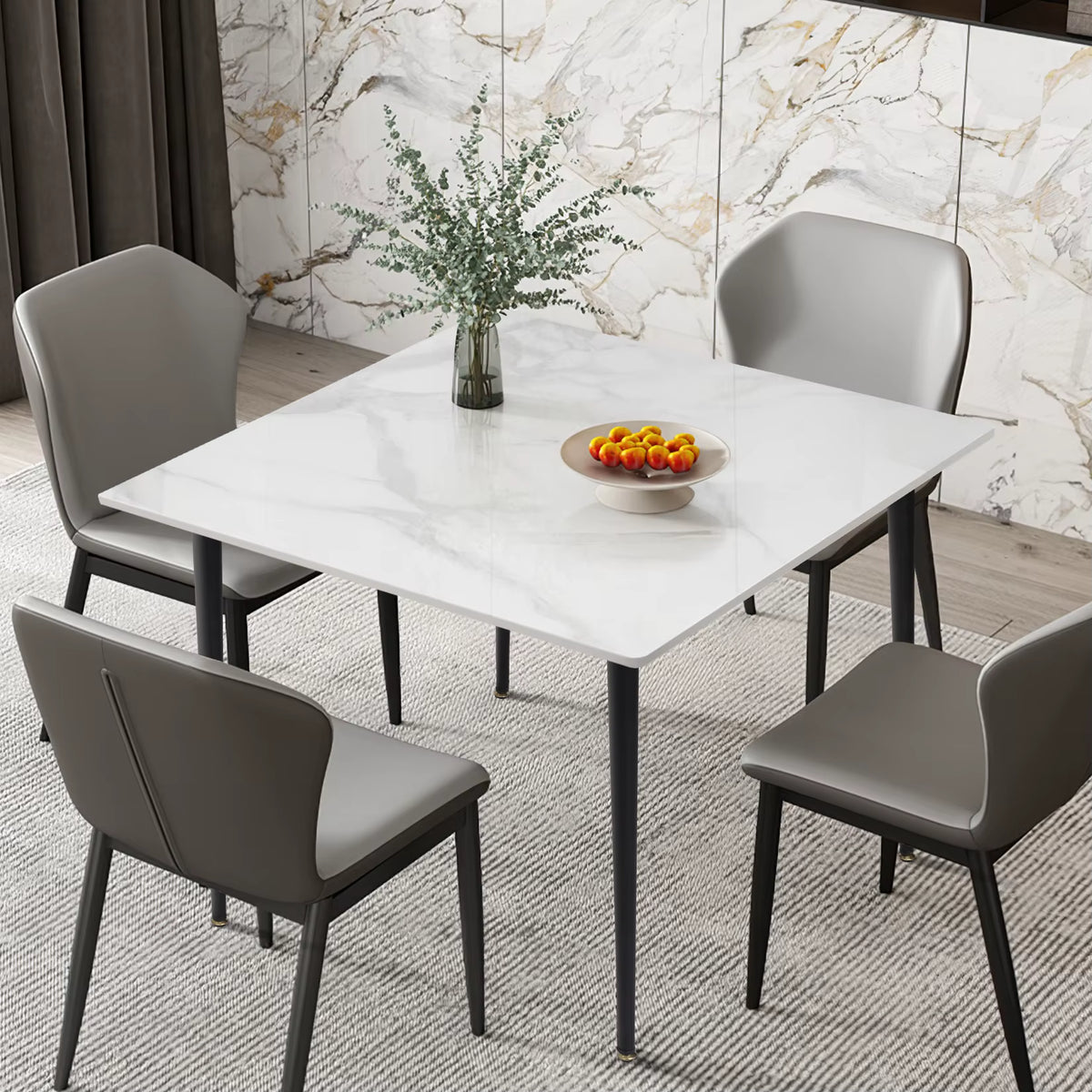 80cm Square Dining Table, Modern Kitchen Table with Metal Legs, Coffee Table for Living Room Restaurant