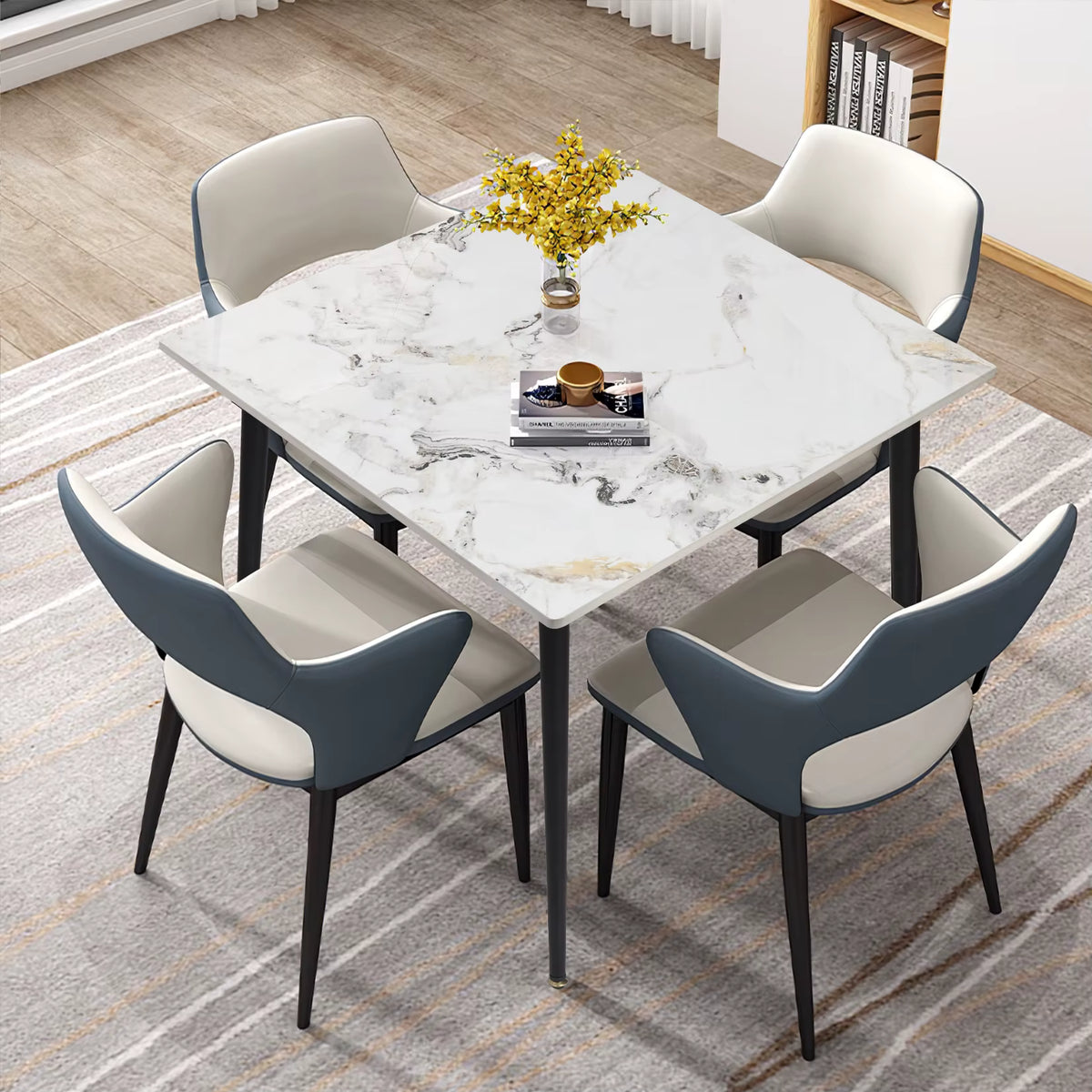 80cm Square Dining Table, Modern Kitchen Table with Metal Legs, Coffee Table for Living Room Restaurant
