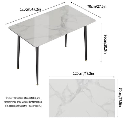 1.2m Modern Dining Table for 4-6 People with Metal Legs Ideal for Kitchen Living Room Restaurant Cafe Shop Furniture