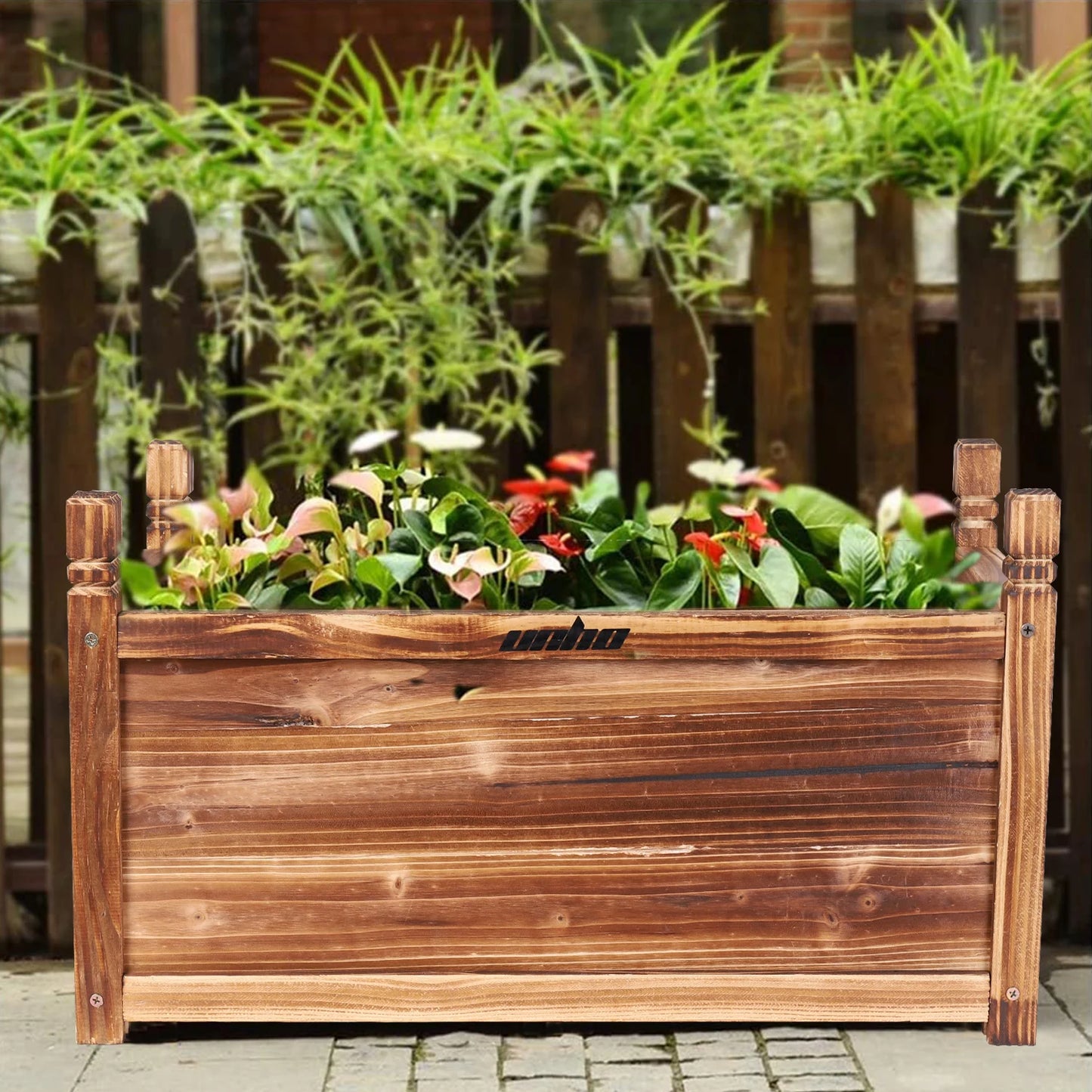 Solid Pine Wood Planter Box Outdoor Raised Garden Planter Bed – 9 inch, plant stand, view 11