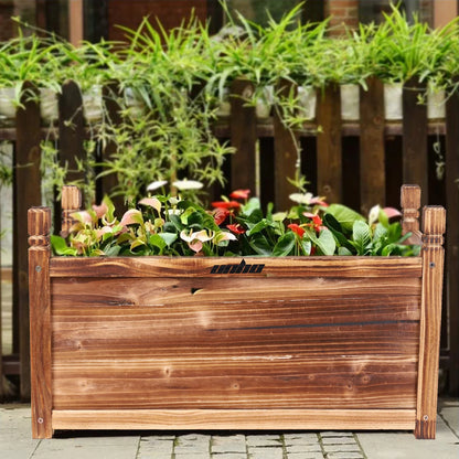 Solid Pine Wood Planter Box Outdoor Raised Garden Planter Bed – 9 inch, plant stand, view 11