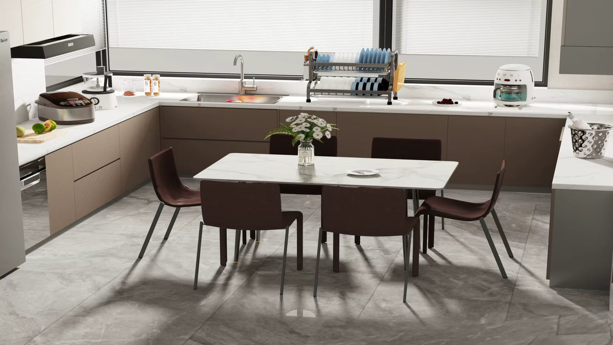 1.2m Modern Dining Table for 4-6 People with Metal Legs Ideal for Kitchen Living Room Restaurant Cafe Shop Furniture