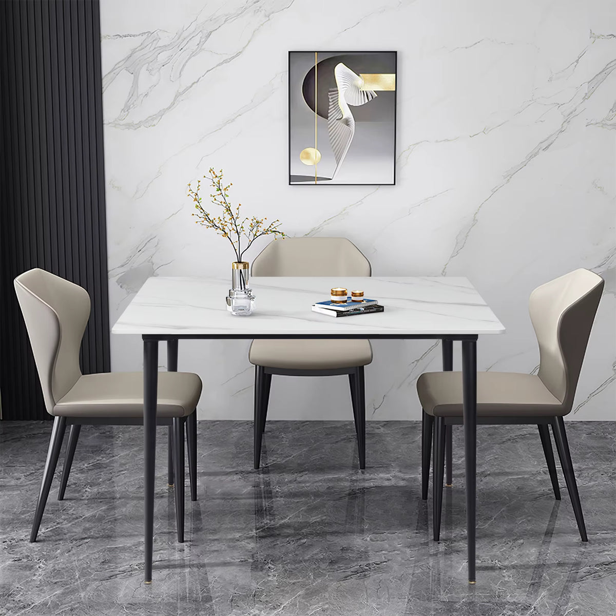 80cm Square Dining Table, Modern Kitchen Table with Metal Legs, Coffee Table for Living Room Restaurant