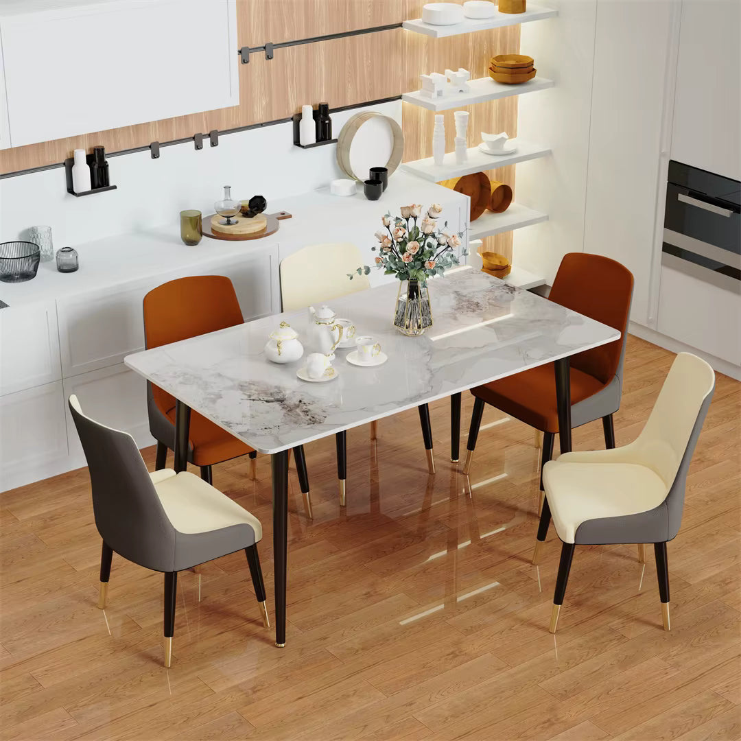 1.2m Modern Dining Table for 4-6 People with Metal Legs Ideal for Kitchen Living Room Restaurant Cafe Shop Furniture