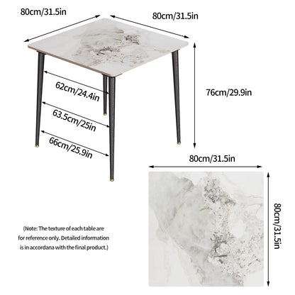 80cm Square Dining Table, Modern Kitchen Table with Metal Legs, Coffee Table for Living Room Restaurant
