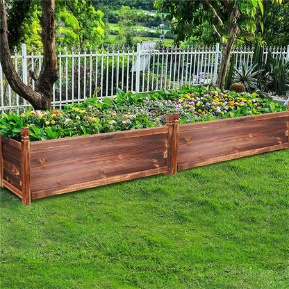 Solid Pine Wood Planter Box Outdoor Raised Garden Planter Bed – plant stand, brown, view 15
