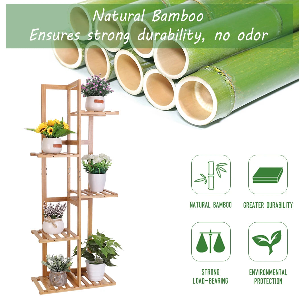 5 / 6 Tier Tall Bamboo Corner Plant Stand – Indoor & Outdoor Flower Display Rack