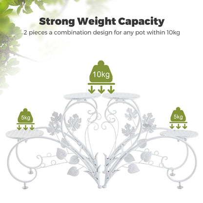 2-Piece Rustproof Metal Plant Stands – 4-Tier Flower Display Racks in White & Black for Gardens, Balconies, and Offices