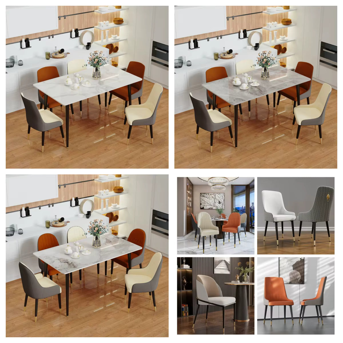 1.2m Modern Dining Table for 4-6 People with Metal Legs Ideal for Kitchen Living Room Restaurant Cafe Shop Furniture