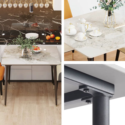 80cm Square Dining Table, Modern Kitchen Table with Metal Legs, Coffee Table for Living Room Restaurant