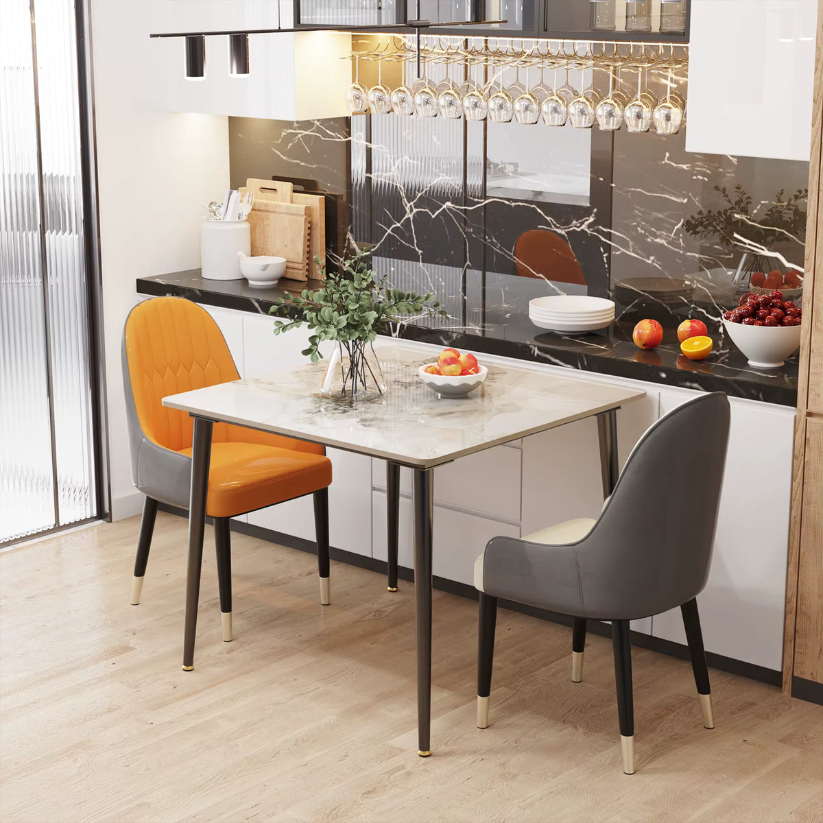 80cm Square Dining Table, Modern Kitchen Table with Metal Legs, Coffee Table for Living Room Restaurant