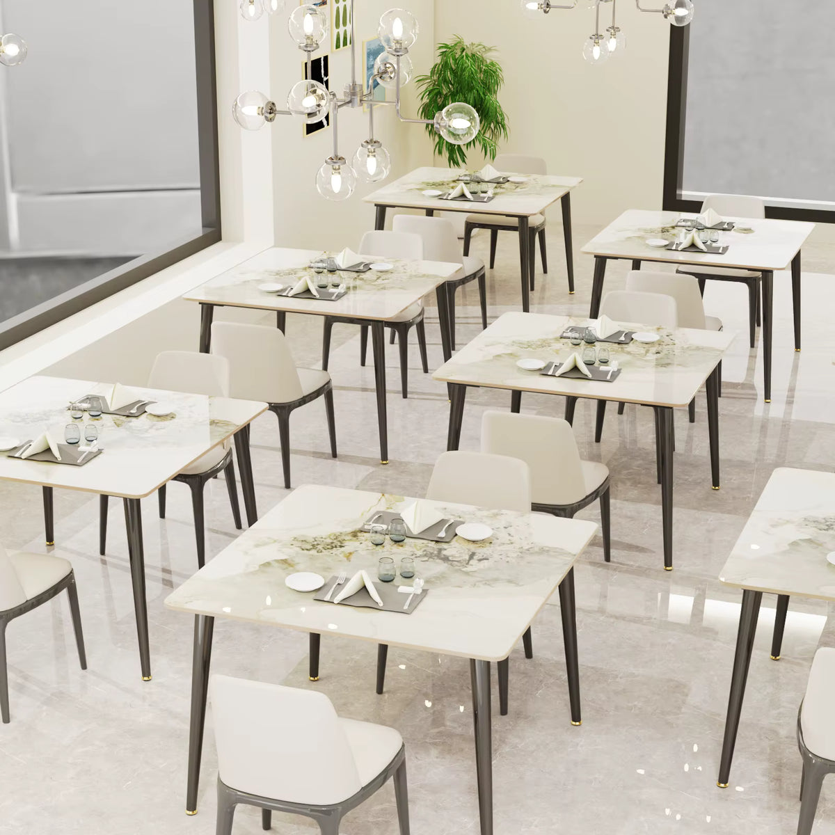 80cm Square Dining Table, Modern Kitchen Table with Metal Legs, Coffee Table for Living Room Restaurant