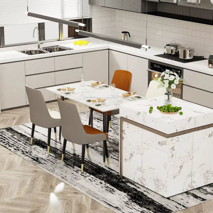 1.2m Modern Dining Table for 4-6 People with Metal Legs Ideal for Kitchen Living Room Restaurant Cafe Shop Furniture