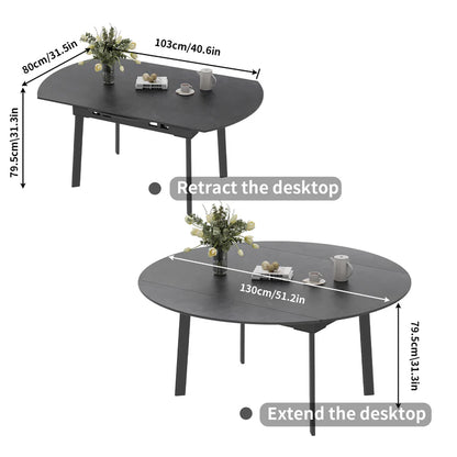 Round Extendable Dining Table 103CM-130CM (31.5'' to 51.2’')