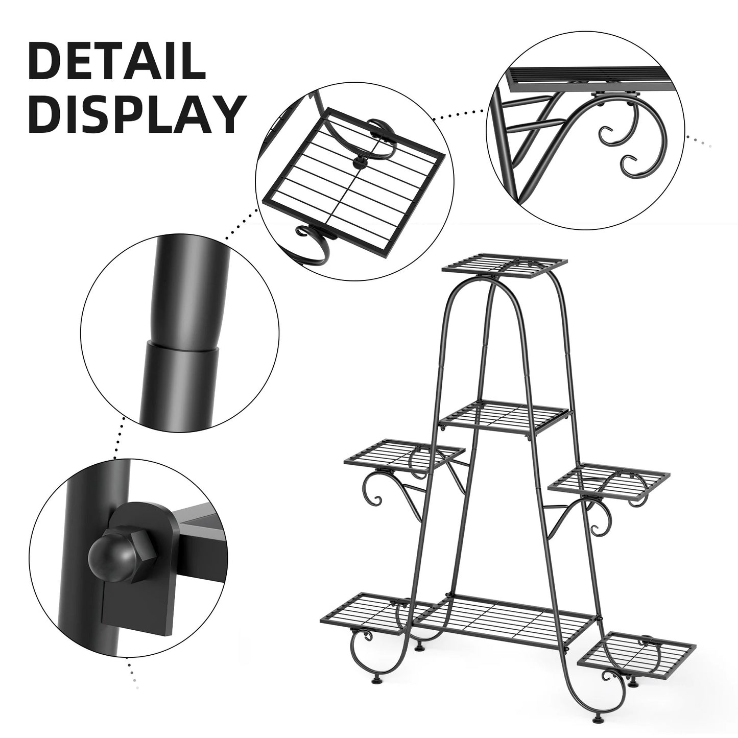 7 Tiers Metal Plant Stand Indoor Outdoor Flower Pot Display Rack Garden Shelf Stand Holder