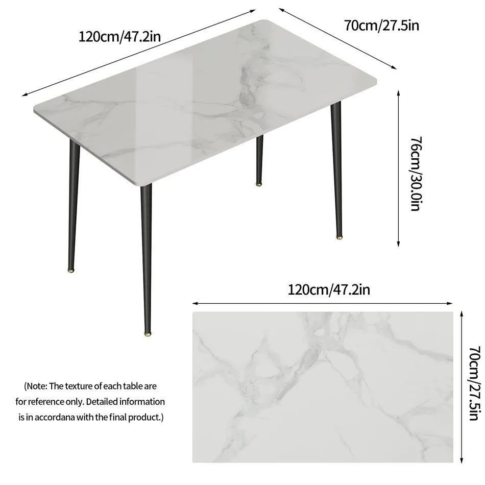 1.2m Modern Dining Table for 4-6 People with Metal Legs Ideal for Kitchen Living Room Restaurant Cafe Shop Furniture