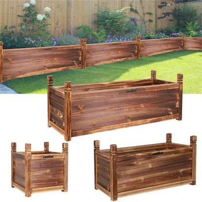 Solid Pine Wood Planter Box Outdoor Raised Garden Planter Bed – brown, 9 inch, view 7