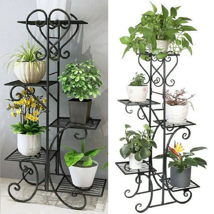 5 Tiered Tall Metal Plant Stand, Indoor Iron Planter Shelf Rack Garden, Metal Flower Pots Display Holder