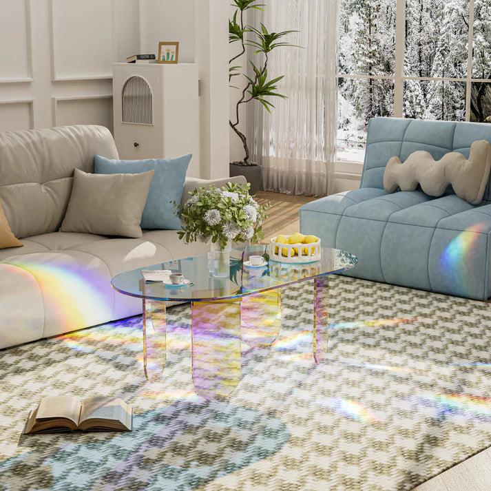 Iridescent Acrylic End Table Clear Rainbow Effect - Add a Splash Of Color