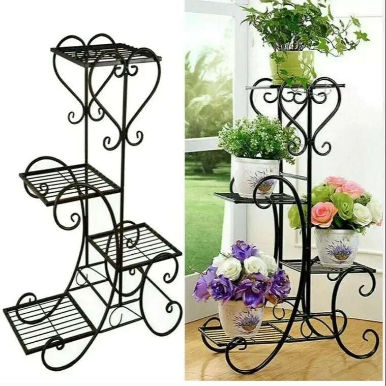 4-Tier Metal Plant Stand – Indoor/Outdoor Flower Display Rack for Balcony and Living Room