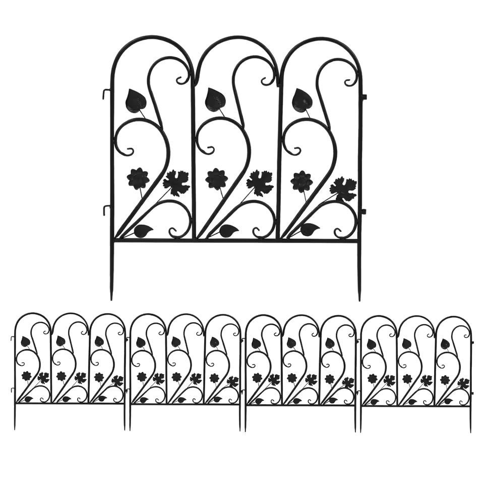 5-Piece Decorative Metal Garden Fence – Black or White – product view 6
