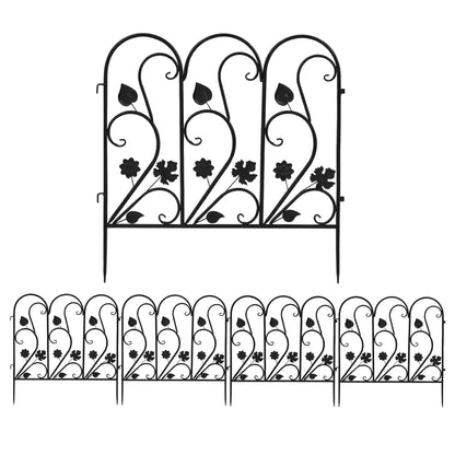 5-Piece Decorative Metal Garden Fence – Black or White – product view 6