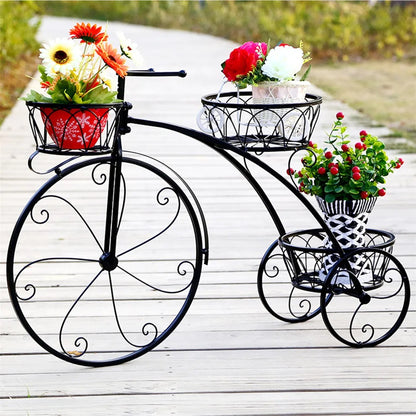 3-Tier Iron Bicycle Plant Stand, Indoor outdoor metal plant stand.